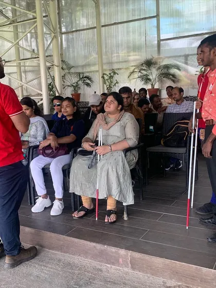 An introductory session for a group of visually impaired students from Enable India. We start by creating a comfortable and welcoming environment for everyone to learn.