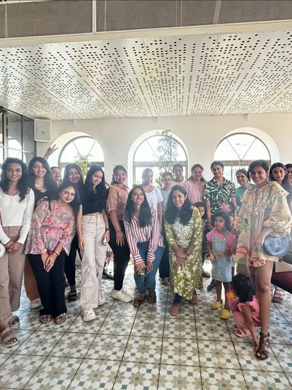 A group photo from our candle making workshop at Tavisa Chikmagalur, showing how we can bring our creative events to restaurants and hospitality venues.