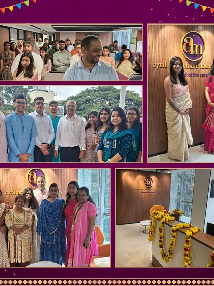 A collage of photos from our new Bengaluru office opening, showing our team members celebrating this new beginning.