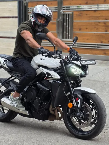 A clean shot of my Triumph Street Triple 765. It's a fantastic machine for these heritage tours, blending performance with comfort for long rides.