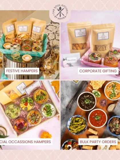 Here's everything we offer at a glance. This collage showcases our festive hampers, corporate gifting, special occasion hampers, and bulk party orders, covering all your needs.
