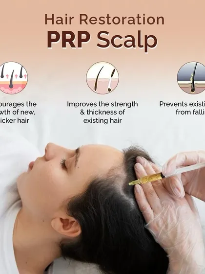 This visual breaks down the three core benefits of my PRP scalp treatments. The procedure is designed not only to encourage new growth but also to strengthen existing hair and prevent further loss, creating a comprehensive approach to hair restoration.