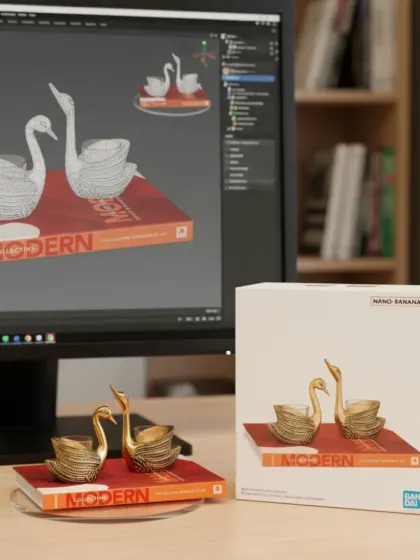 Our elegant swan T-light holders, shown here as a digital render and the final product. It's a glimpse into how these graceful pieces are conceived.