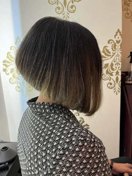 Another view of the clean lines of Arshiya's bob.