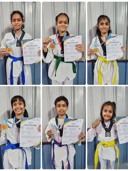 Our skilled female students with their silver medals and certificates from the 11th Winter Cup Taekwondo Championship.