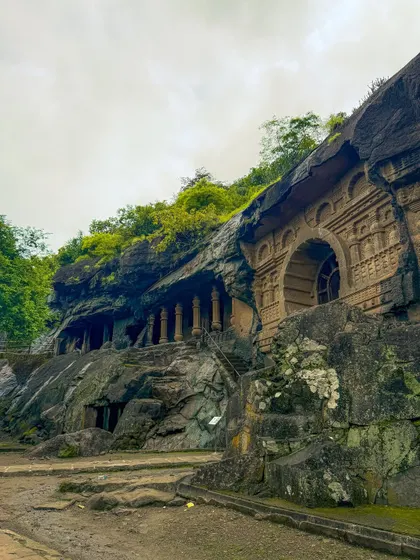 The ancient Pandavleni Caves, carved into a mountainside in Nashik. These rock-cut caves are a marvel of history and architecture.