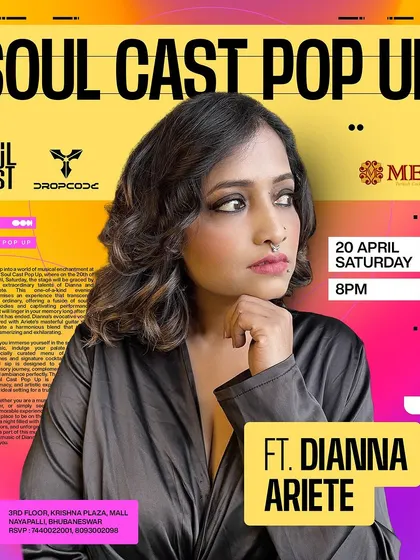 The official poster for my debut in Bhubaneswar, a "Soul Cast Pop-Up" event at Meze.