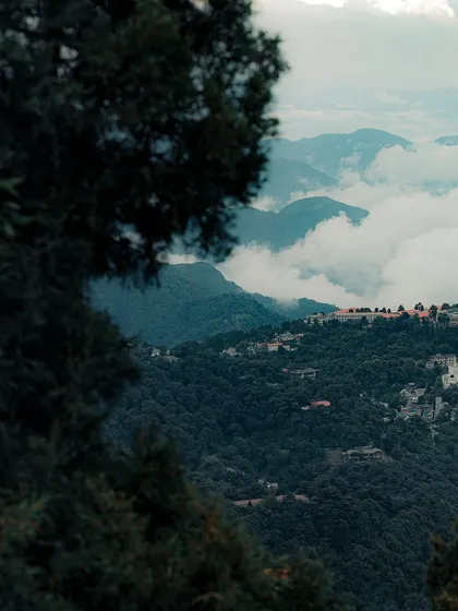 A view of the clouds rolling through the valleys of Mussoorie. This is a classic mountain shot that I love to capture, showing nature's grandeur.