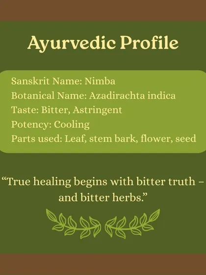Captions for these will be educational, explaining the Ayurvedic properties and uses of plants like Neem (Nimbi) and Amla (Amalaki), or detailing aspects of the Ayurveda retreats and courses as shown in the images.