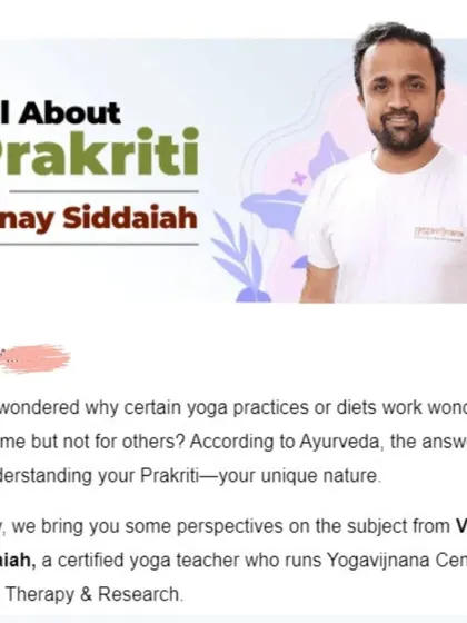 I was glad to have my work on understanding 'Prakriti' (your unique nature) featured in an article by Big Basket and shared with their customers. This collaboration helps bring Ayurvedic and Yogic wisdom to a wider audience.