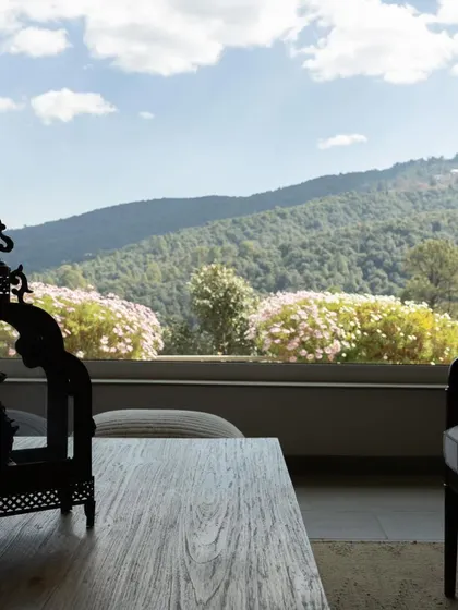 The view from inside one of our retreat homestays, where the beauty of the outdoors is always present.