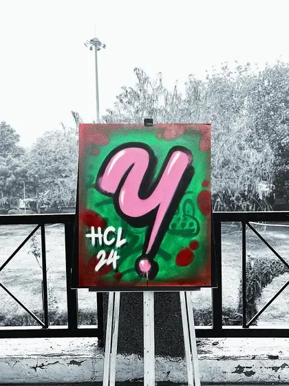 A simple canvas piece featuring my 'Y' tag. Sometimes, going back to basics is the best way to refine your style.