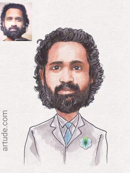 A handmade corporate gift, showcasing the subject's professional look with a touch of artistic flair.