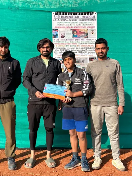 The winner and runner-up of the Boy's Singles at the 6th Shri Rajesh Patel Memorial AITA Championship Series.