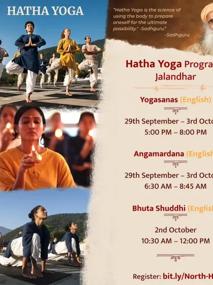 For the first time, I am bringing Angamardana, Yogasanas, and Bhuta Shuddhi programs to Jalandhar. This poster details the dates and venue at the Swaminarayan Temple.