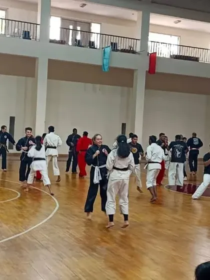 A wide shot of a training session during the UWMAF world championship event.