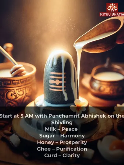 A key ritual for Maha Shivratri is the Panchamrit Abhishek on the Shivling, ideally performed at 5 AM. Each ingredient has a purpose: milk for peace, sugar for harmony, honey for prosperity, ghee for purification, and curd for clarity.