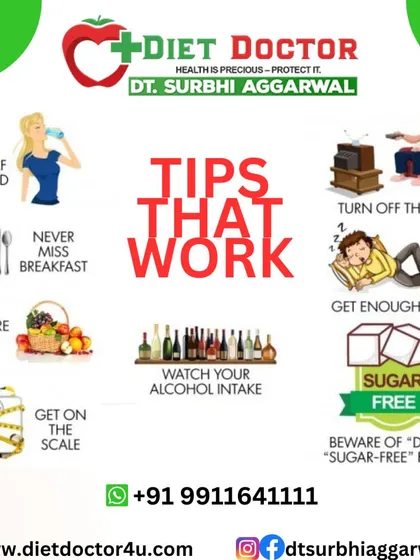 These "tips that work" are the foundation of a healthy lifestyle. I always tell my clients to never miss breakfast, get enough sleep, and beware of "diet" foods that are often packed with hidden sugars.