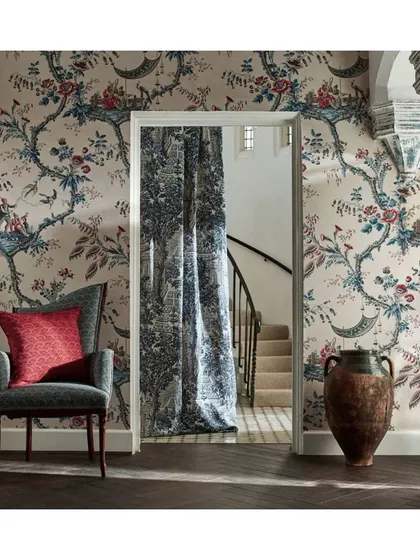 This 'Arcadian Thames' wallpaper pays homage to the classic English countryside. I use such timeless, illustrative designs to bring a sense of history and narrative to a space, creating an environment that feels both grand and welcoming.