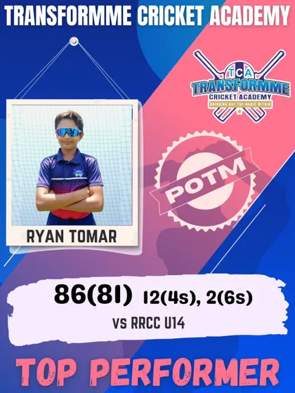 Ryan Tomar's powerful 86 runs off 81 balls, earning him a top performer spot.