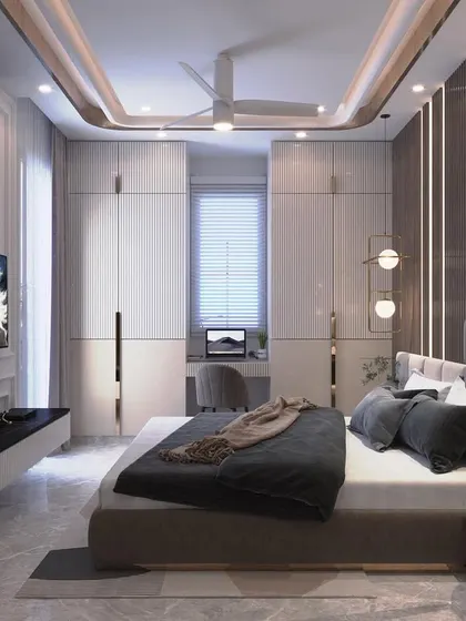 A comprehensive view of the Patel Nagar master bedroom render, showing how all the elements come together to create a luxurious and cohesive space.
