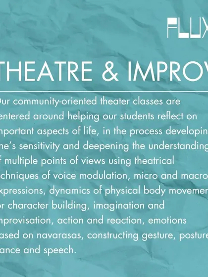 This graphic details our approach to theatre and improv. We focus on using theatrical techniques to help students reflect on life, develop sensitivity, and understand multiple points of view.