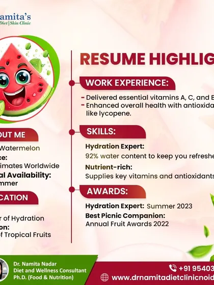 Here's a fun way to look at the benefits of watermelon. It's a true hydration expert with 92% water content and delivers essential vitamins and antioxidants like lycopene. It's the perfect summer fruit.
