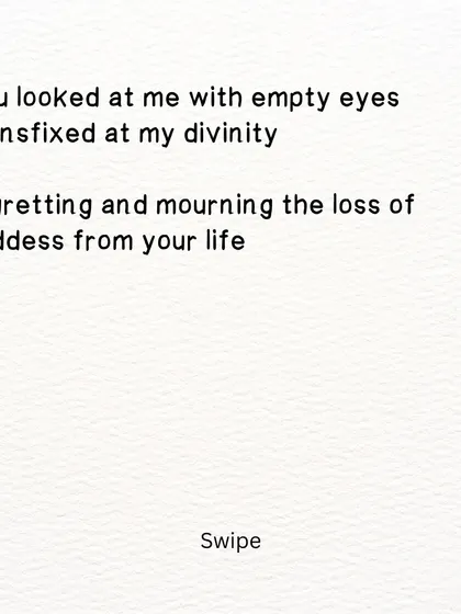 A poem reflecting on a past encounter, where the other person's empty eyes now see the divinity they lost.