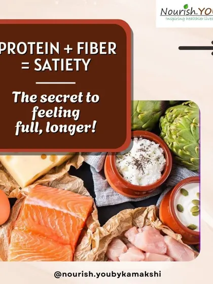 The secret to feeling full longer is combining protein and fiber. This graphic explains how this powerful duo, found in foods like fish, eggs, and legumes, helps achieve satiety and curb cravings.