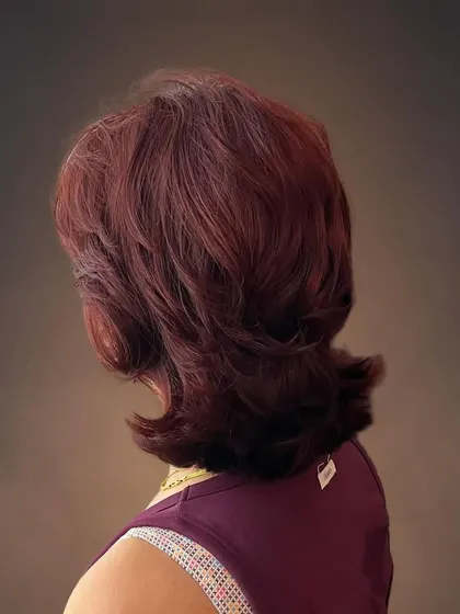 Another angle of the textured shag haircut.
