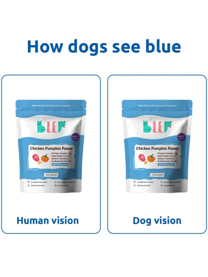 Blue is the other primary color in a dog's vision. This is why blue and yellow toys are often easiest for them to spot, especially in green grass.