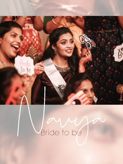 A fun "Bride to be" shot from a pre-wedding party, capturing the bride's excitement with her friends.