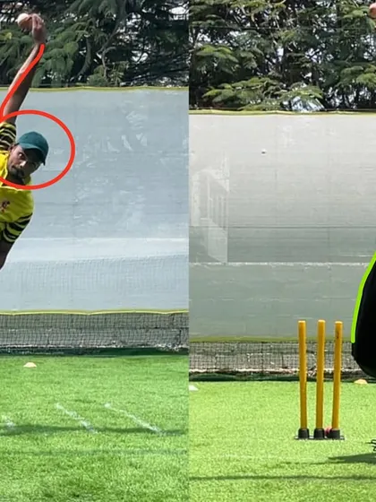 From a collapsed body to an upright and strong position at release. This transformation highlights our process of rebuilding a leg spinner's action from the ground up for better results.