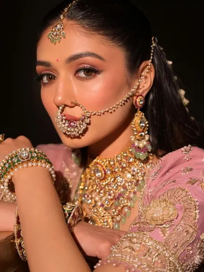 A close-up of my signature luxury soft glam makeup. The pink tones on the eyes and cheeks create a look that is both romantic and sophisticated.