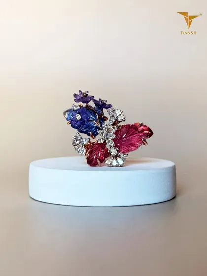 I believe every piece should spark a little joy. That is why I hand carved these pink and purple gemstones and accented them with diamonds, to bring spring to your everyday.