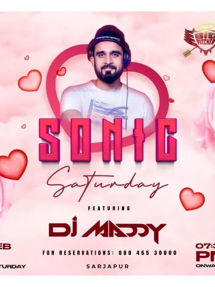 A Valentine's themed 'Sonic Saturday' at Big Pitcher, Sarjapur. These nights are my residency, where I spin a mix of chart-toppers and crowd favorites.