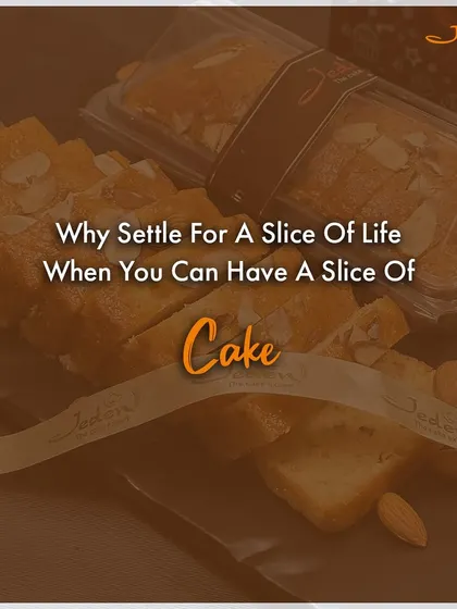 Why settle for a slice of life when you can have a slice of cake? This image features our classic Almond Slice Cake, perfectly portioned and ready to be enjoyed.
