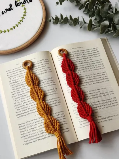 Another view of my leaf-patterned bookmarks, a thoughtful and unique handmade gift.