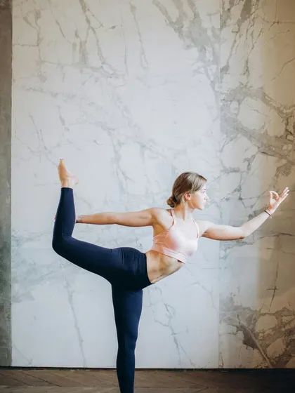 The Dancer's Pose, or Natarajasana, is a beautiful balancing pose that strengthens the heart and improves circulation. It is a wonderful asana for overall cardiovascular wellness.