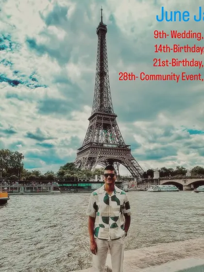 My 'June Jam' calendar, featuring a mix of weddings, birthdays, and community events across London and Slough.