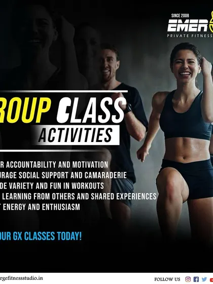 Group class activities foster accountability, motivation, and fun. Join our GX classes to learn from others and boost your enthusiasm.