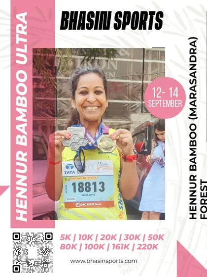 This participant proudly displays her collection of finisher medals. Many of our runners are regulars who join us for multiple events throughout the year.