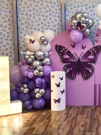 My butterfly and fairy themes range from delicate and pastel to bright and bold. I use elements like light-up wings, custom signage, and floral accents to create an enchanting atmosphere.