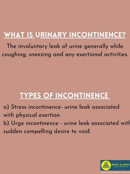This infographic defines the different types of urinary incontinence. Educating my clients is a key part of my process, empowering them to understand their bodies better.