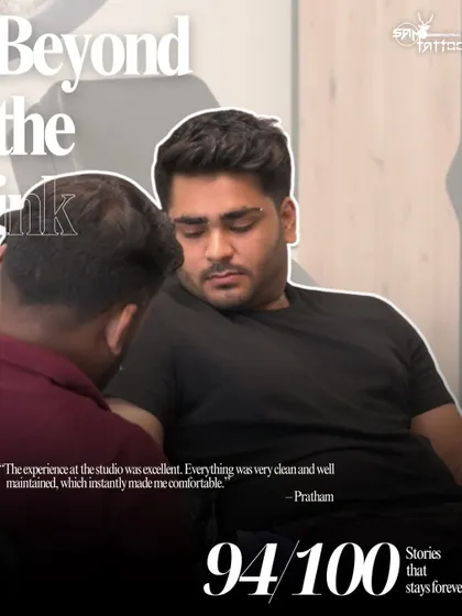 "The experience at the studio was excellent. Everything was very clean and well maintained, which instantly made me comfortable." Pratham, a client who came to extend his existing tattoo.