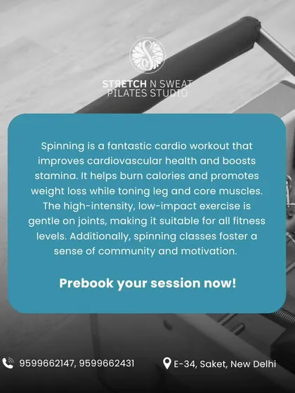 Spinning is a fantastic, low-impact cardio workout that's gentle on the joints but tough on calories. It's suitable for all fitness levels.
