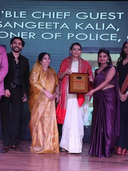 Honoring our chief guest, IPS Sangeeta Kalia, Commissioner of Police, Gurugram, at the Dhwani Kala Mahotsav. We are proud to host respected community leaders at our events.