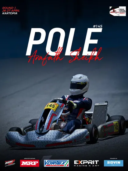 Arafath Sheikh secures pole position in the OK Junior category.