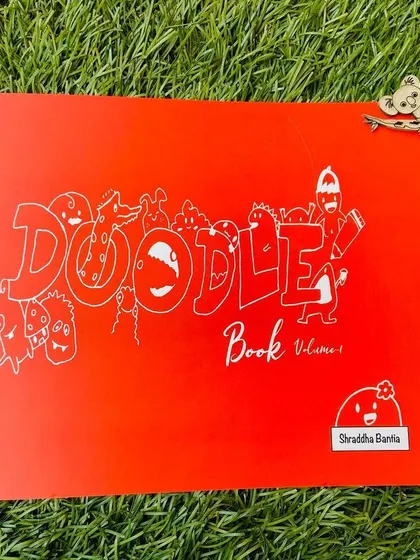 The cover of my very first Kids Doodle Book! It's bright, fun, and ready for coloring.
