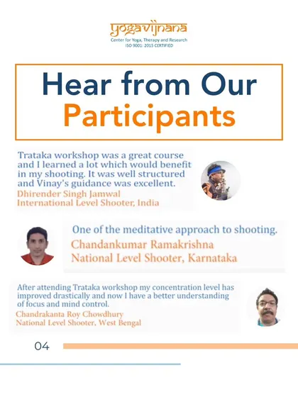 Feedback from national and international level shooters who attended my Trataka workshop. They share how the practice drastically improved their concentration, focus, and mind control, which is crucial for their sport.